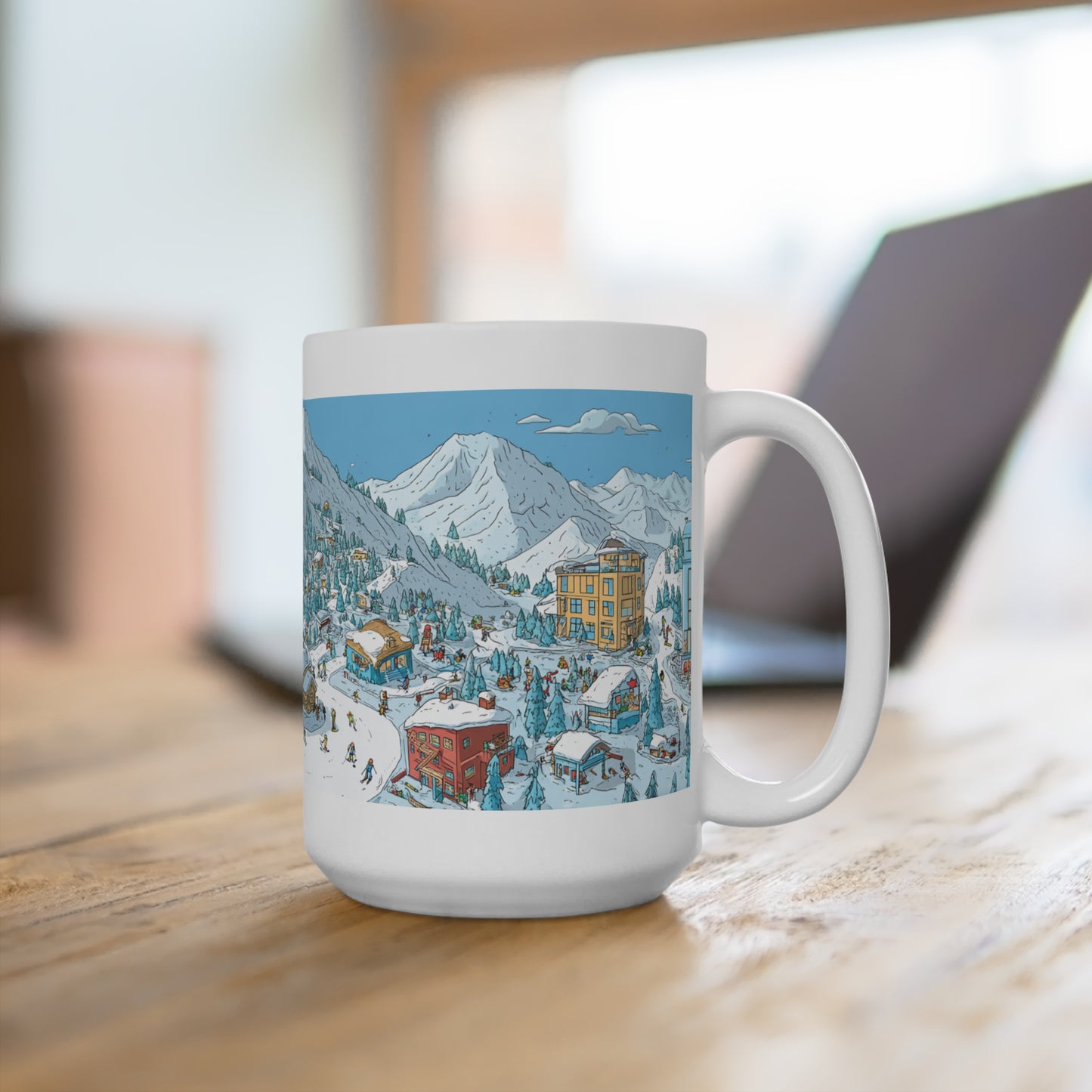 Winter Wonderland Mug, Cozy Coffee Cup, Ski Resort Design, Snowy Holidays Drinkware, Perfect Gift for Winter Lovers