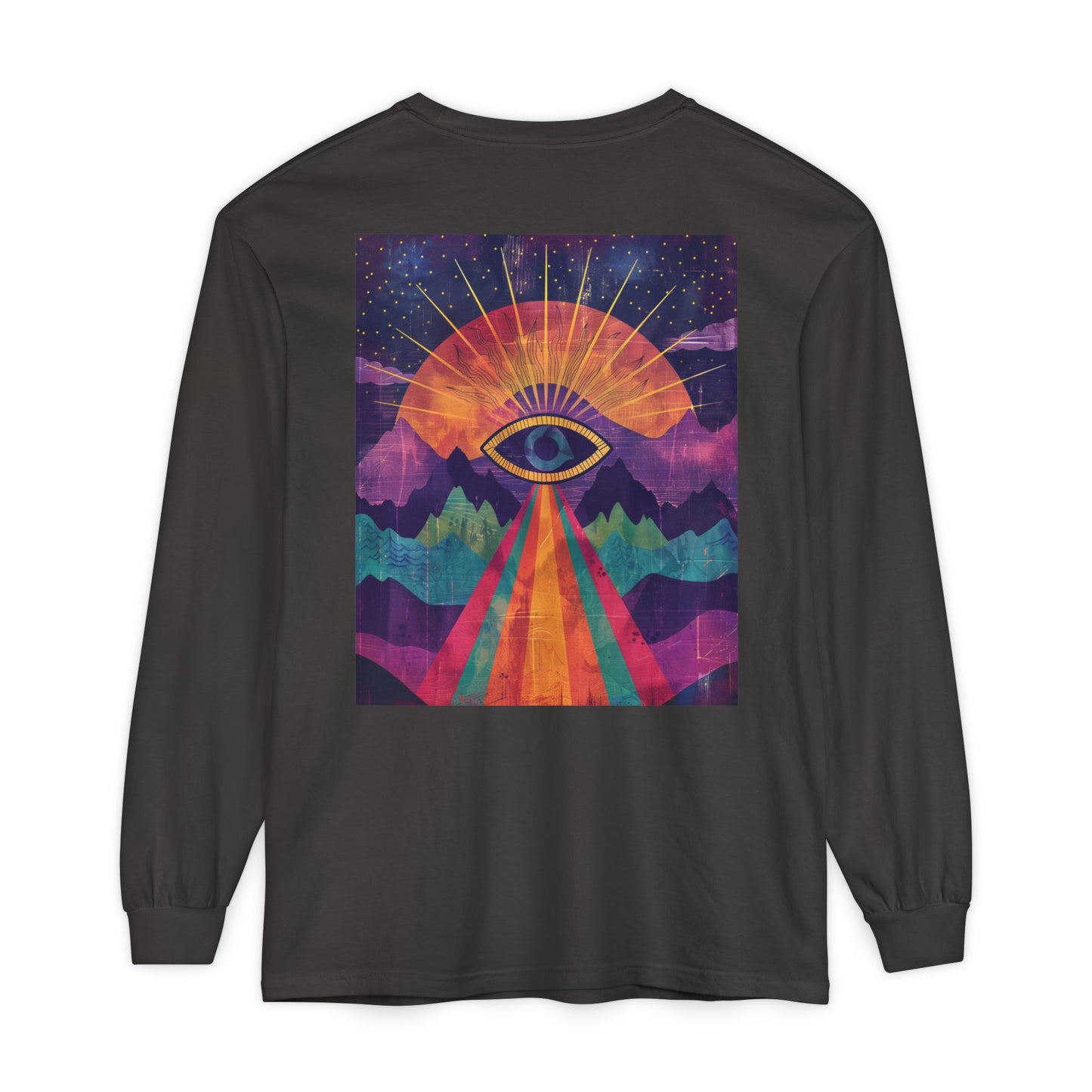 Psychedelic Eye Long Sleeve T-Shirt, Unique Graphic Tee, Unisex Apparel, Gift for Art Lovers, Festival Fashion, Cozy Casual Wear