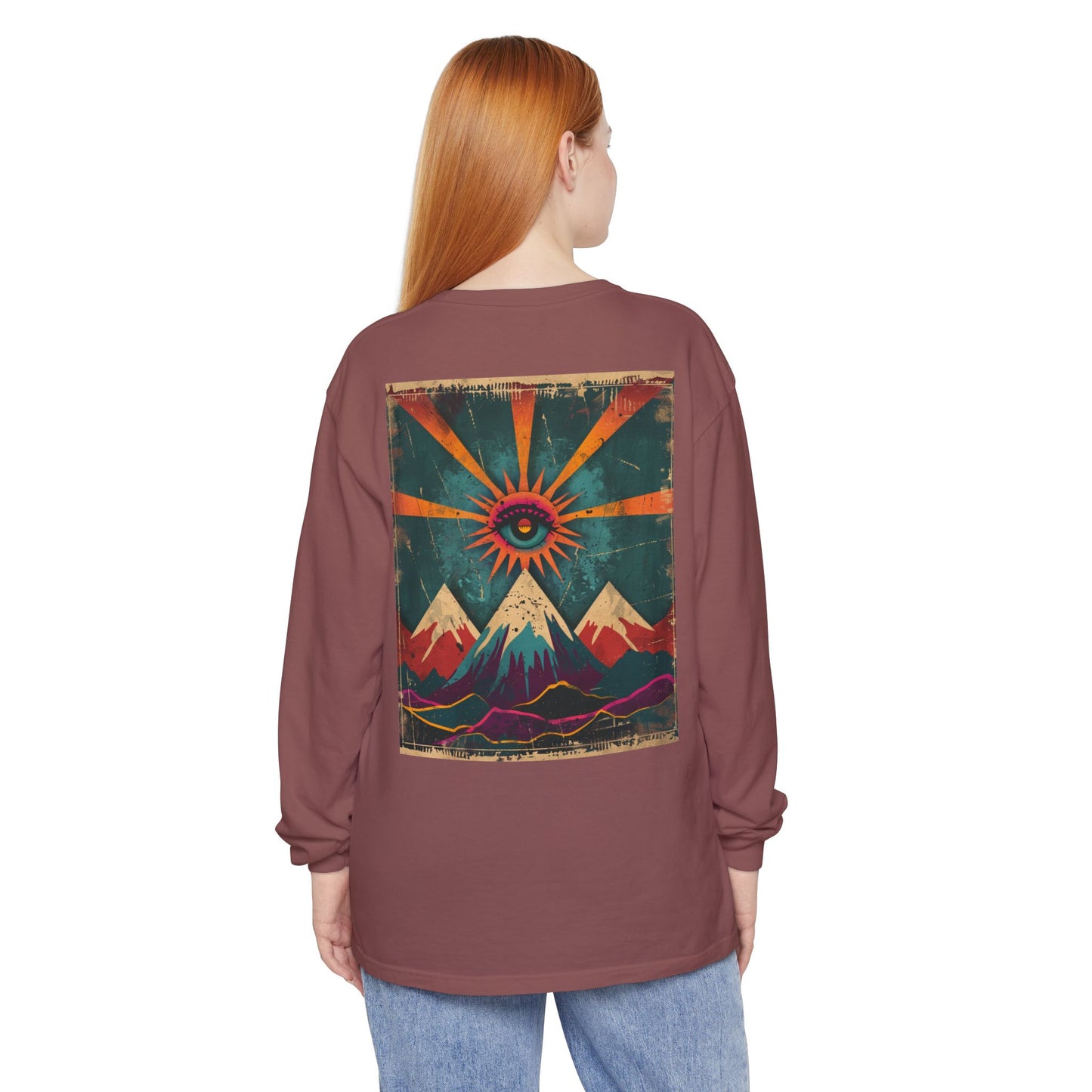 Mountain Sunrise Long Sleeve T-Shirt | Cozy Adventure Tee, Unisex Outdoor Apparel, Camping Gift, Graphic T-Shirt, Nature Lovers Clothing