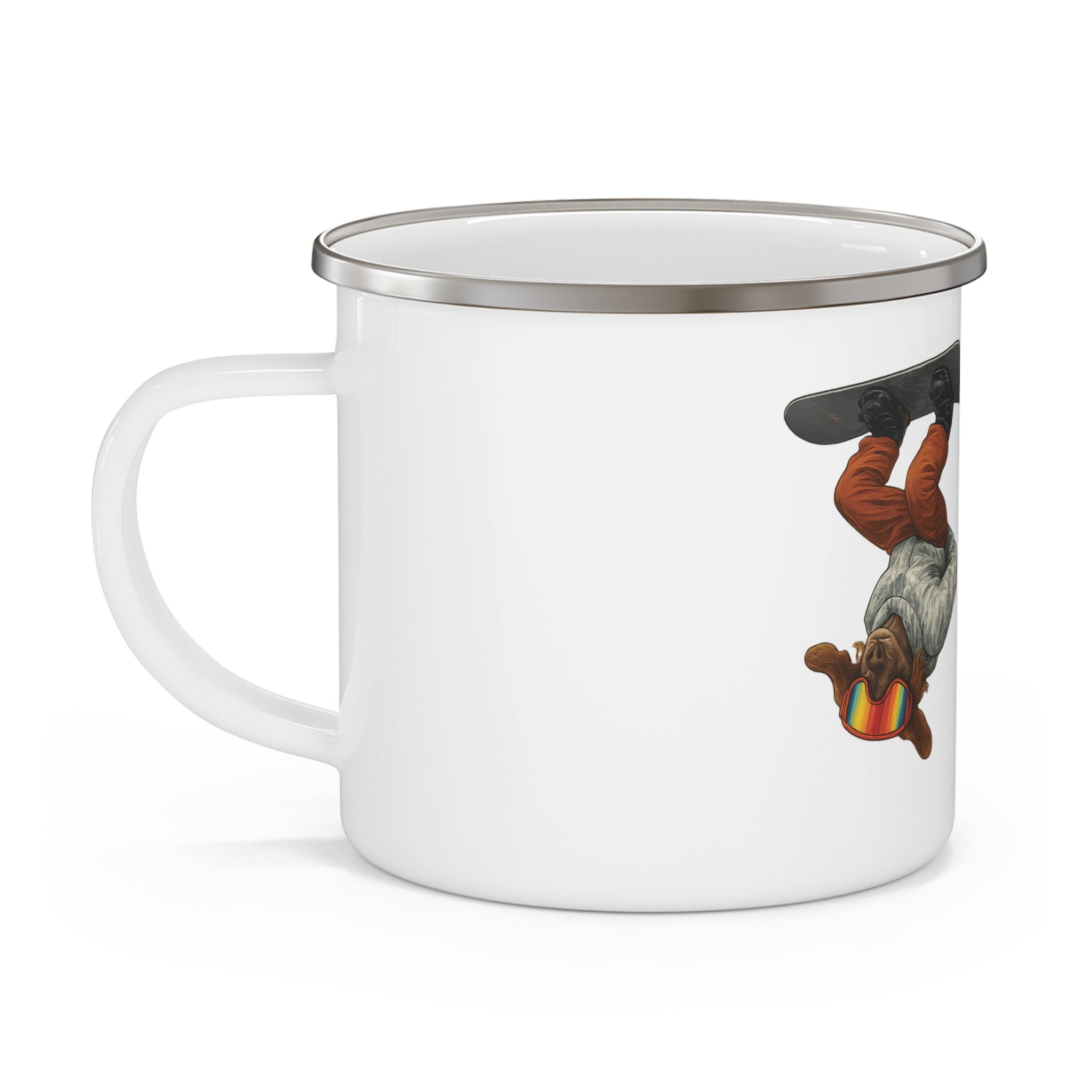 Enamel Mug Snowboarding Dog Design
