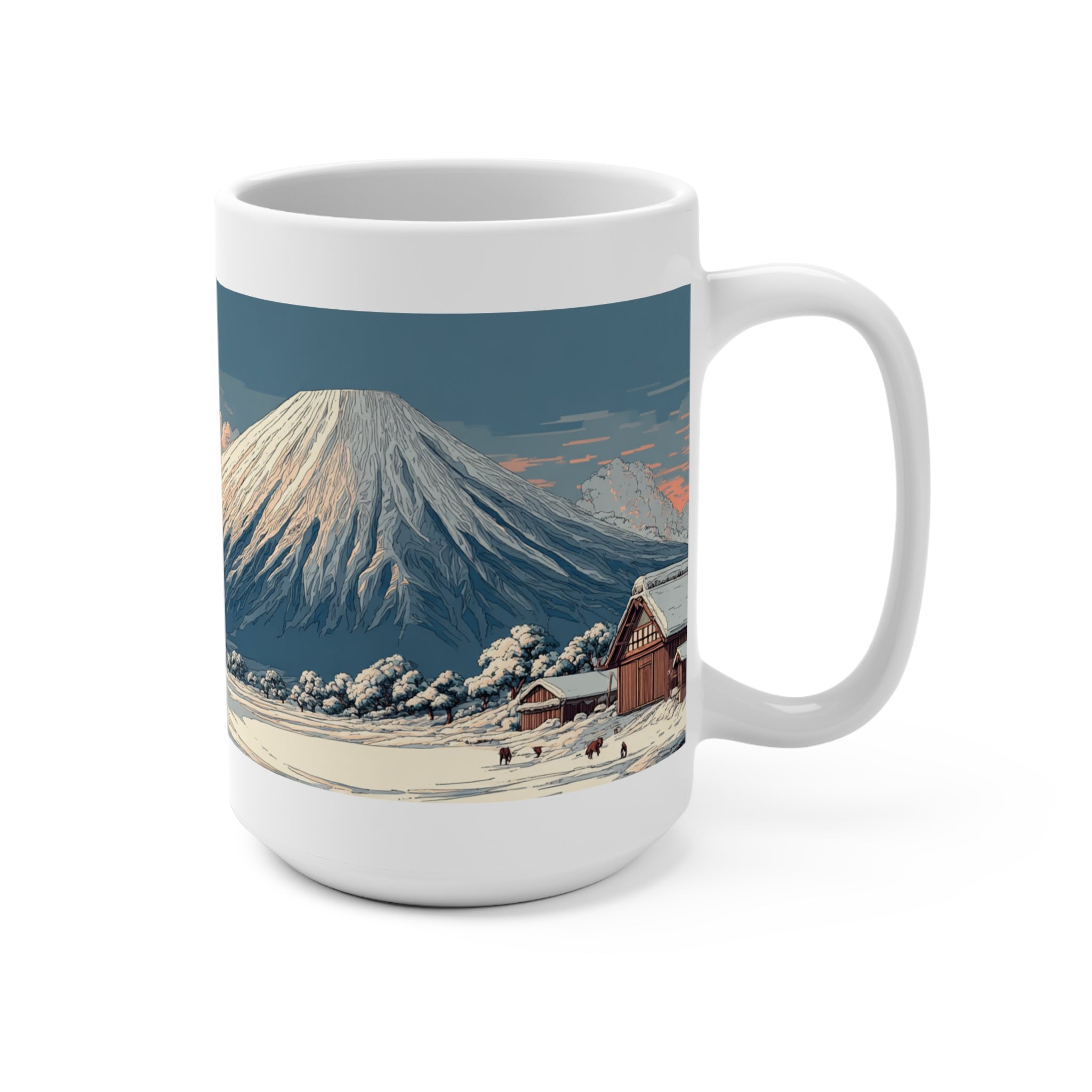 Mt Yotei, Japan, Scenic Mountain Mug | 15oz Coffee Cup, Nature Lover Gift, Cozy Home Decor, Travel Mug, Winter Wonderland Mug