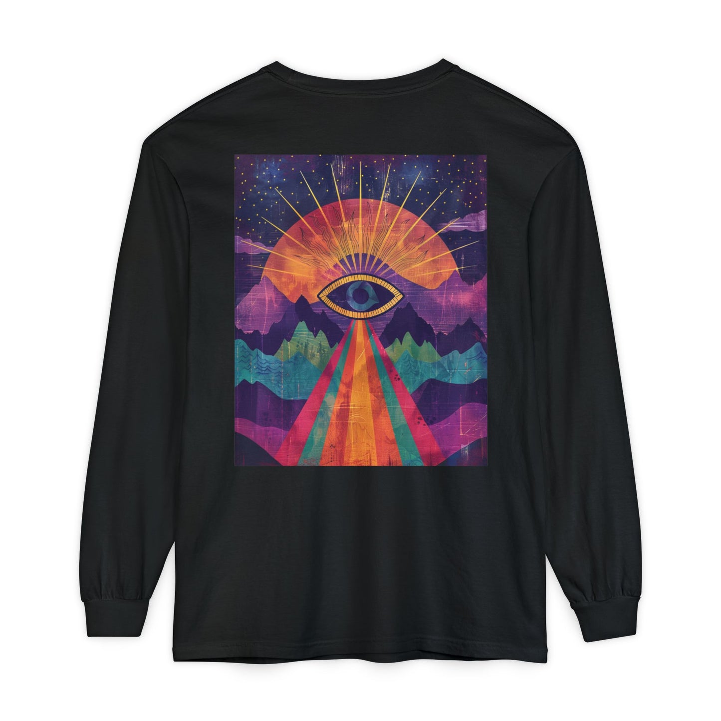 Psychedelic Eye Long Sleeve T-Shirt, Unique Graphic Tee, Unisex Apparel, Gift for Art Lovers, Festival Fashion, Cozy Casual Wear