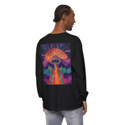 Psychedelic Eye Long Sleeve T-Shirt, Unique Graphic Tee, Unisex Apparel, Gift for Art Lovers, Festival Fashion, Cozy Casual Wear