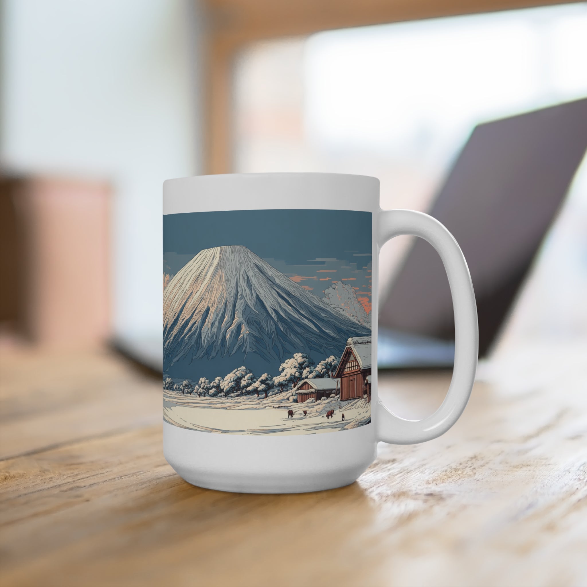 Mt Yotei, Japan, Scenic Mountain Mug | 15oz Coffee Cup, Nature Lover Gift, Cozy Home Decor, Travel Mug, Winter Wonderland Mug